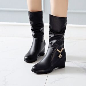 Home 2 Women's Mid Calf Boots with hidden wedge platform