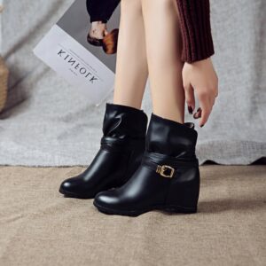 Home 4 Women's Ankle Boots with hidden wedge and buckle detail