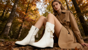 Riding Boots Black Platform Ankle Boots worn with skinny jeans and a leather jacket, showcasing an edgy casual look with Women's Martin Boots.