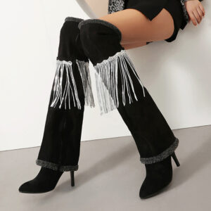 Women's Suede Mid Calf Boots - 9cm Chunky Block Heel, Slip-Resistant Sole, Fashion Casual Ankle Boots