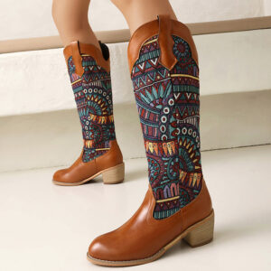 High Shaft Boots Detail - Women Fashion Boots with 5cm Heel