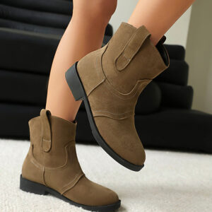 Women's Suede Ankle Boots Gray Color