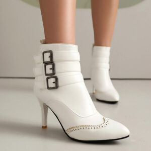 Women's 8.5cm Stiletto Ankle Boots red back view with elegant stiletto heel