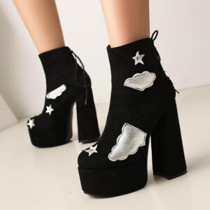 Premium Suede Lace Up Ankle Boots | Platform Chunky Heel Knight Style Boots