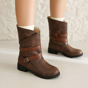 Women's Ankle Boots with Buckle - Vintage Chelsea Style - Comfortable Daily Wear