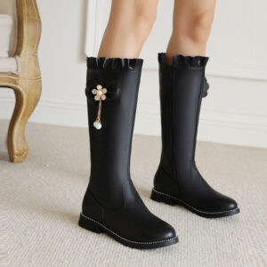 Bowknot Flat Knee High Boots Women | Cute Winter Boots for Ladies
