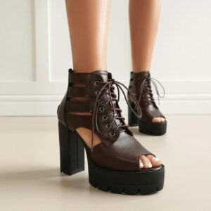 11cm Ultra High Heel Block Heel Short Shoe Women Summer Cut Out Breathable Sandal