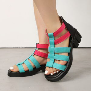 New Colorful Woven Sandals Rivet Boots Vintage Roman Sandals Beach Shoes