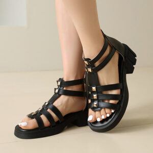 Roman Sandals Women Summer New Thick Sole Korean Fashion Mid HeelChunky Heel Sandals